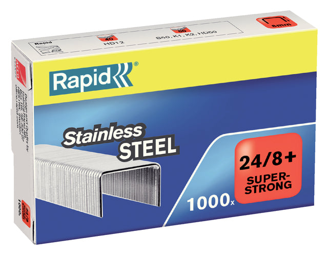 Rapid - Staples 24/8, acier inoxydable, boîte de 1 000 agrafes