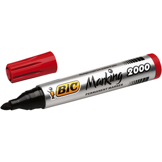 BIC - Marker permanent 2000-2300 rouge, largeur d'écriture 1,7 mm, point rond