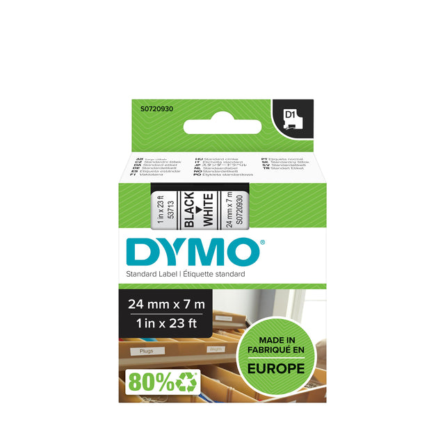 Dymo - D1 E 24 mm, noir et blanc