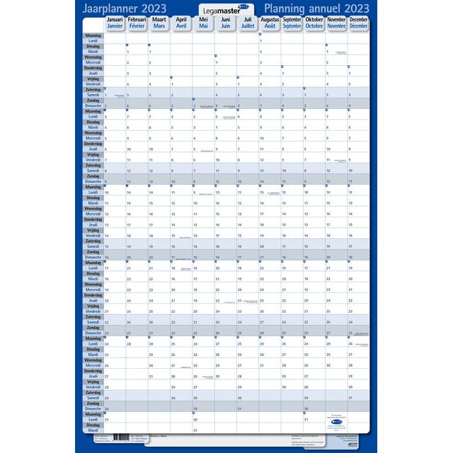 Legamaster - Planner annuel 2023 LM 60x90cm laminé verticalement 1 pièce