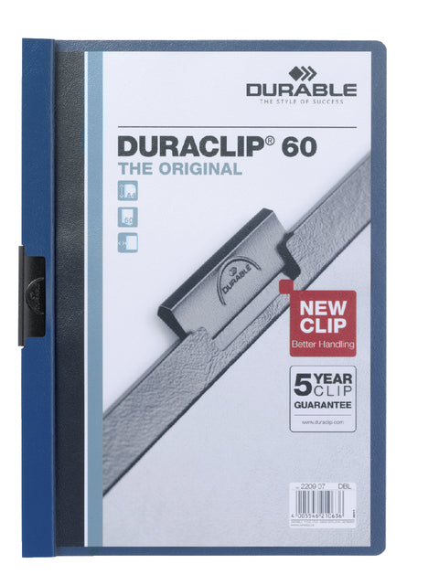 Durable - Klemmap Duraclip A4 6 mm 60 feuilles bleu foncé | 25 pièces