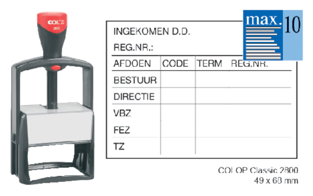 Colop - Tekststempel colop 2800 classic perso 10r 68x49mm