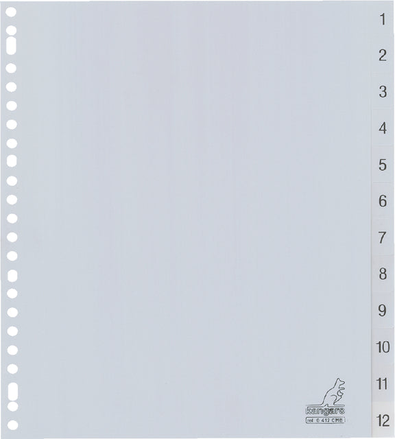 Känguro-Tabs 23-Loch G412CM-B 1-12 nummerierte PP