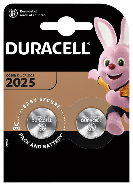 Duracell - Knoop Cell Electronics CR2025, cloque de 2 pièces