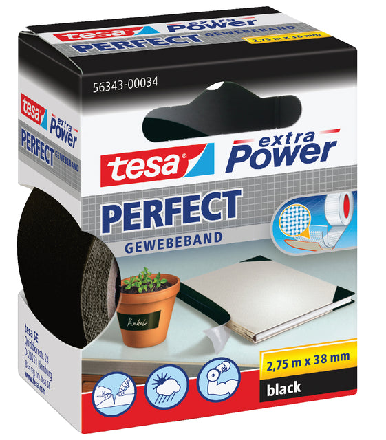 Tesa - Textiele perfect 2.75mx38mm zwart