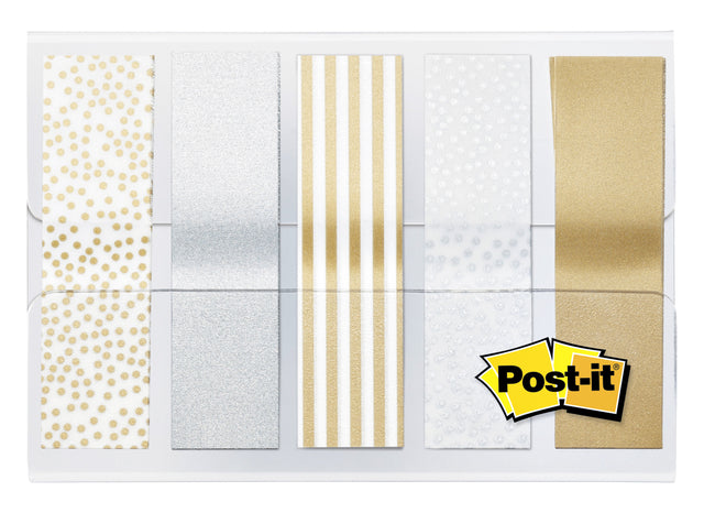 Post -it - Indextabs 684 12mmx43mm motif métallique or argent | 6 pièces