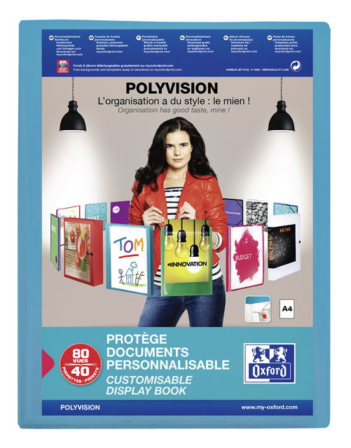 Oxford - Oxford PolyVision Personnalisable Présentation Album, Taille A4, de PP, 40 sacs, bleu