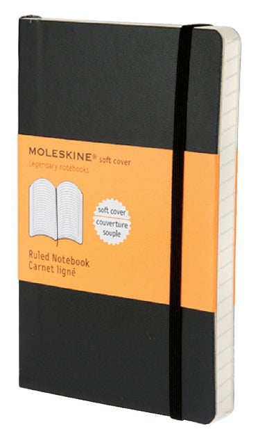 Moleskine - notitieboek, ft 9 x 14 cm, gelijnd, soepele cover, 192 bladzijden, zwart