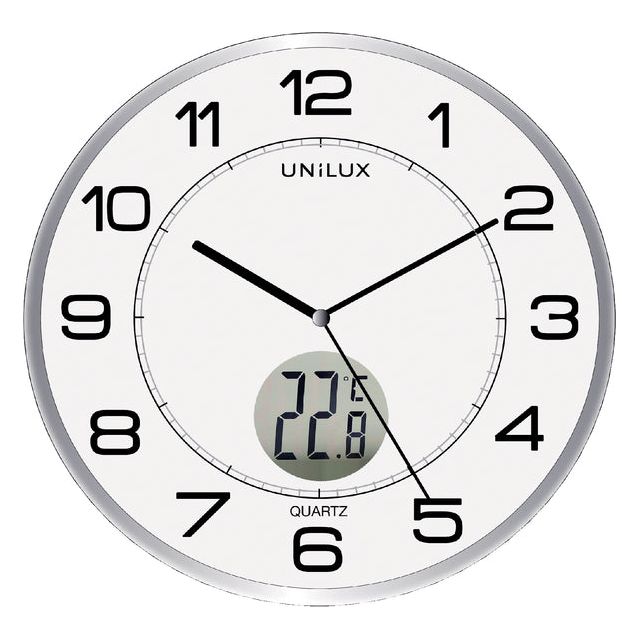 Unilux - Horloge murale Tempus Ø30.5 cm Gris clair / blanc