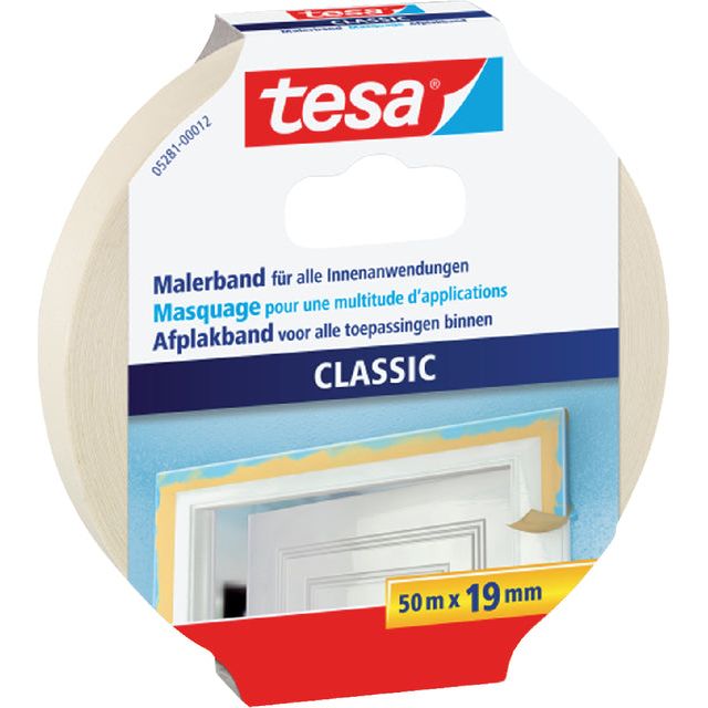 Tesa - Afplake 19mmx50m classic creme | 16 stuks