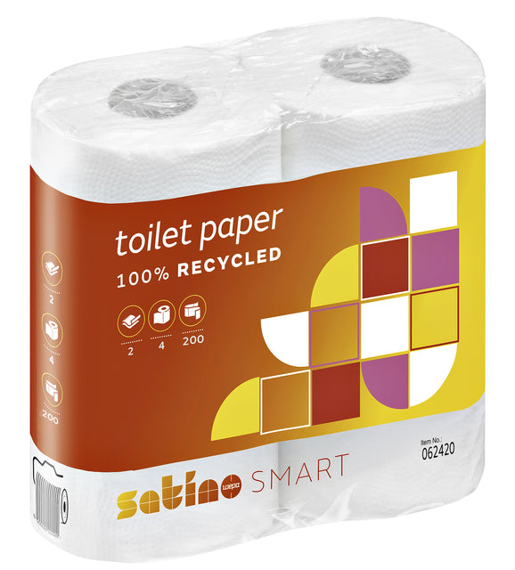 Satino par wepa - papier toilette Satino intelligent 2 -Laags 200vel blanc 4 rouleaux