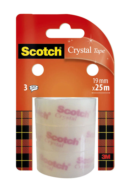 Scotch - Crystal Clear E, Navullingen, 19 mm x 25 m, 3 rouleaux