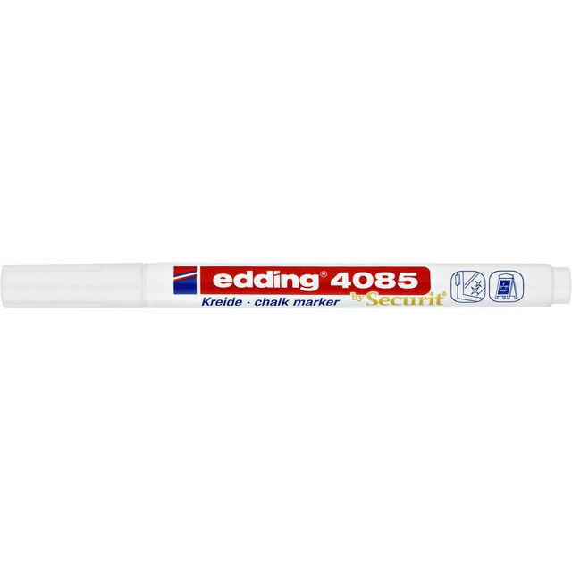 Edding - Krijtmarker e-4085, ronde punt van 1 - 2 mm, wit