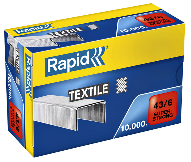 Rapid - Staples 43/6 Textile Galvanisé Strong 10000 Pieces