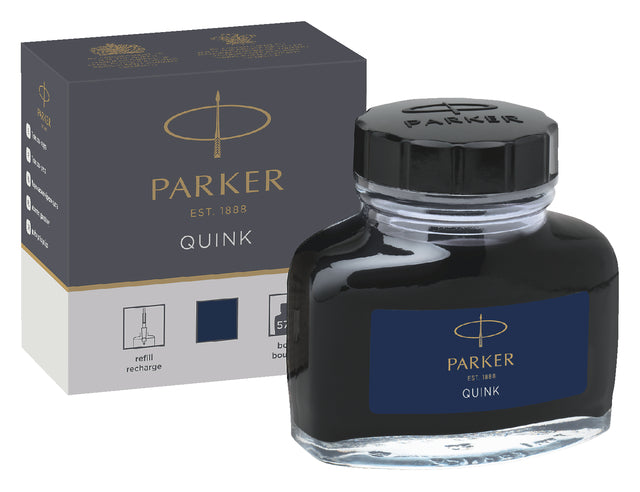 Parker - Fountain Pen Tinte Quink Permanent 57ml Blau/Schwarz | 48 Stücke