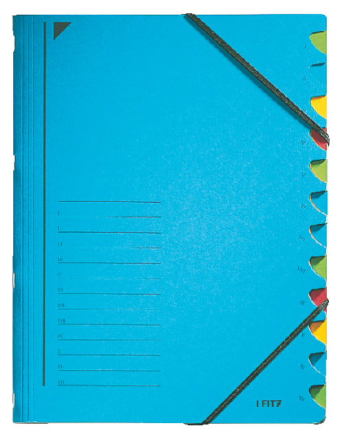 Leitz - Tri Folder 12 Tabs Cardboard bleu | 5 pièces