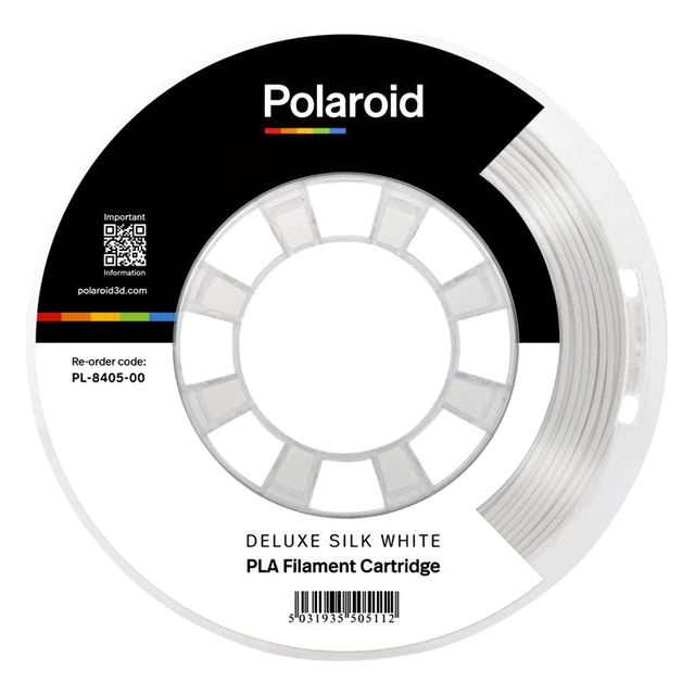 Polaroid - 3D -Filament Polaroid PLA 250G Deluxe Seide Weiß | Rollen Sie ein 1 Stück | 8 Stücke