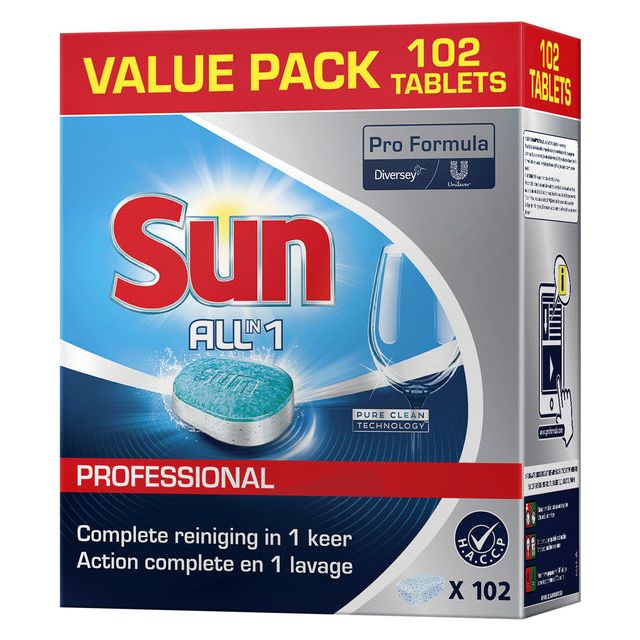 Sun - Pro Formula All-in-one vaatwastabletten, doos van 102 stuks