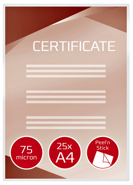 GBC - Peel'nStick lamineerhoes ft A4, 150 micron (2 x 75 micron), zelfklevend, pak van 25 stuks
