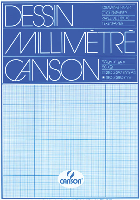 Canson - Millimeterblok canson a4 90gr blauw