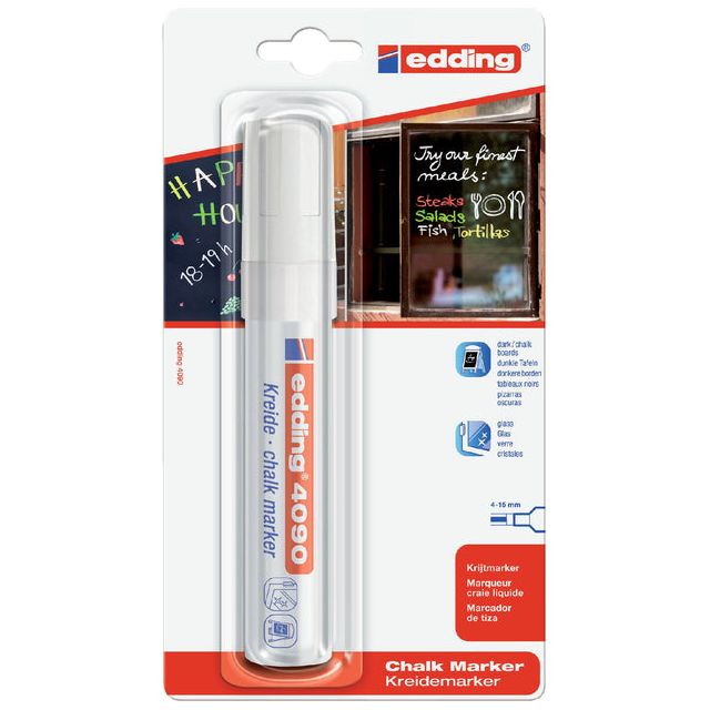 Edding - Krijtstift  4090 window blok 4-15mm wit | 6 stuks