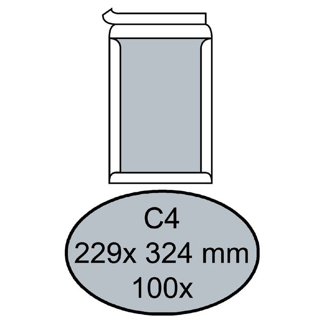 Quantore - enveloppe Bordrug C4 229x324mm Self -Kl. Blanc 100 pièces