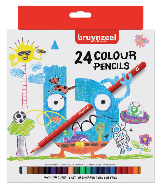 Bruynzeel - Crayons de couleur pour enfants, ensemble de 24 pièces en couleurs assorties