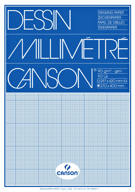 CANSON - BLOCKET MILMIMETER A3 BLUE | 10 pièces