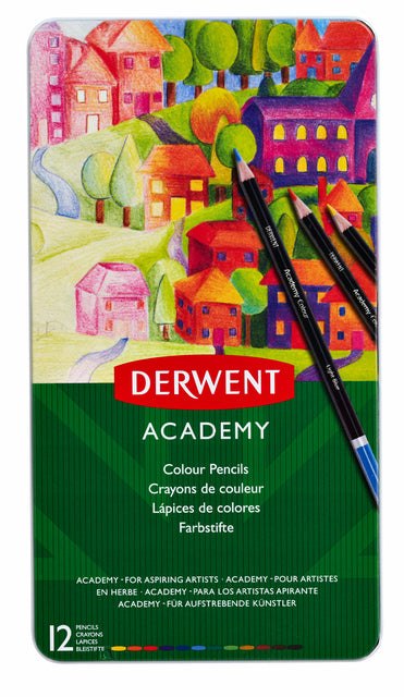 DERWENT - COLORED CURS ACADEMY BLIK de 12 morceaux d'assorti