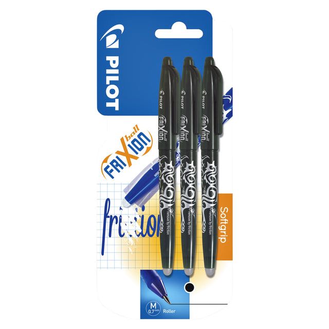 Pilote - Rollerpen Frixion Black 0,35 mm Blister de 3 pièces