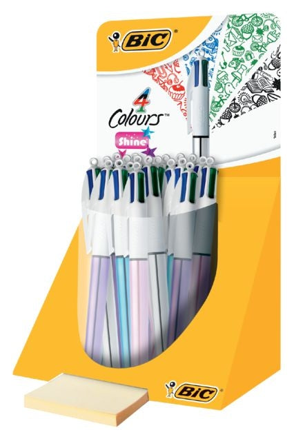 BIC - Farben glänzen 4 -Color -Ballstift, mittel, klassische Tintenfarben, Körpermetallic Purple