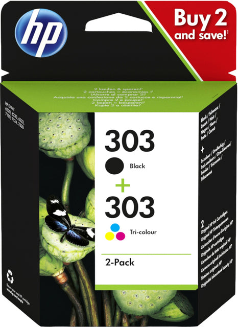 HP - Inktcartridge 303, 165-200 pages, OEM 3ym92ae, 1 x noir et 1 x 3 couleurs