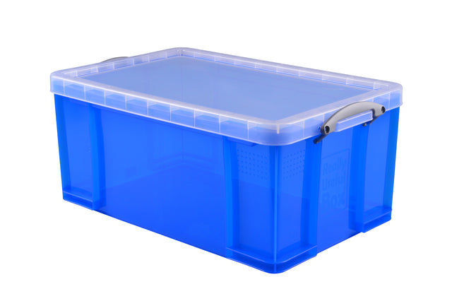 Reaxly utile - Boîte de stockage 64 litres 710x440x310 mm bleu transparent