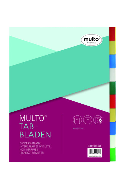 Multi-tabs A4 23-gats 10-jeu PP Assorti | 10 pièces