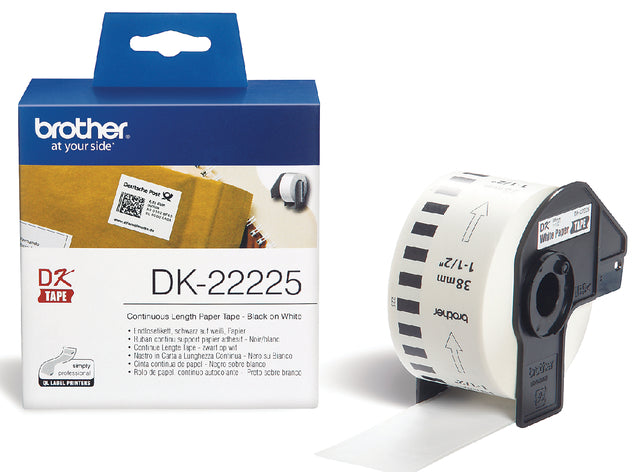 Brother-Babel DK-22225 38 mm Papier blanc thermique de 30 mètres | 3 pièces