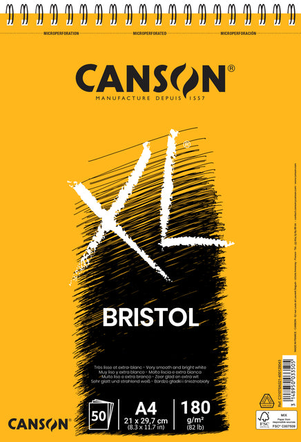 Canson - Tekenblok canson xl bristol a4 50v 180gr