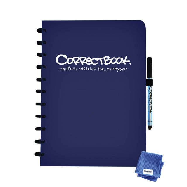 Correctbook - A5 Original: uitwisbaar / herbruikbaar notitieboek, blanco, Midnight Blue (marineblauw)