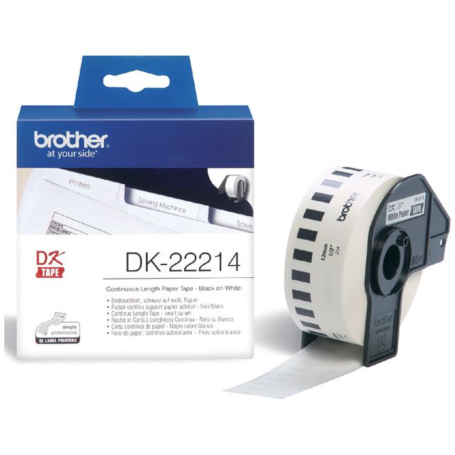 Brother - Etiket  dk22214 doorlopend 12mm 30m wit | 3 stuks