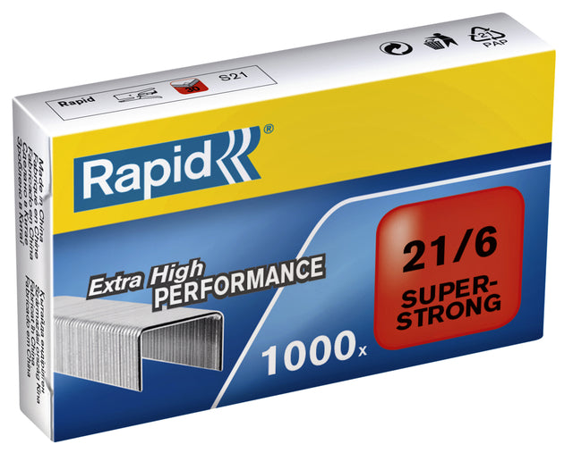 Rapid - Staples 21/6 Galvanisé Super Strong 1000 pièces | 5 pièces