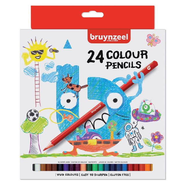 Bruynzeel - crayons de couleur Kids Blister de 24 pièces Assorti | 6 pièces