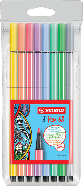 Stabilo - Pen 68 Telparade Filz -Tip -Marker, 8 Stücke in verschiedenen Farben