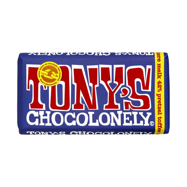 Tony's Chocolonely - Barne de chocolat 180gr Pretzel au lait foncé Toffee