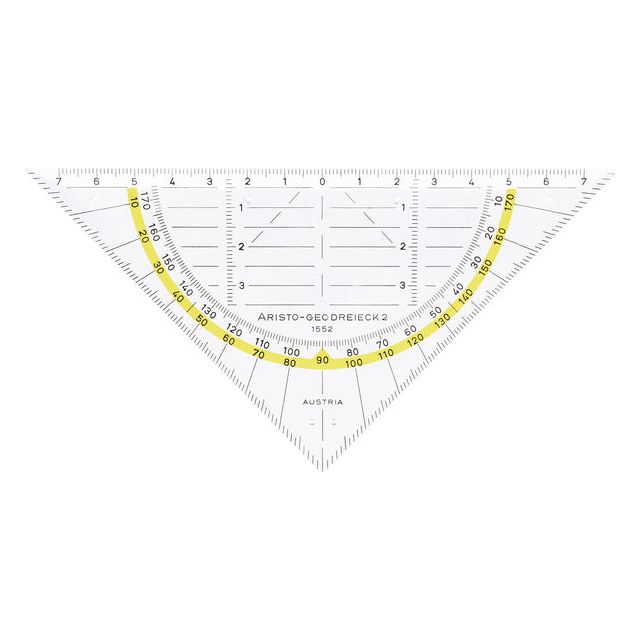 Aristo - Geodriehoek 1552 160 mm transparent avec bord jaune | 10 pièces