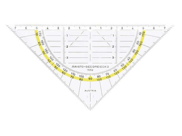 Aristo - Geodriehoek 1552 160 mm transparent avec bord jaune | 10 pièces