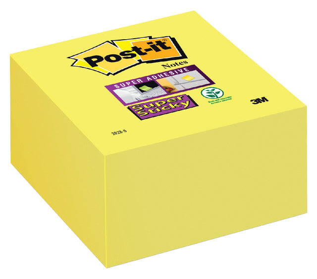 Post -it - Mémoblok 2028 Super Sticky 76x76mm Kubus Néon jaune | 12 pièces