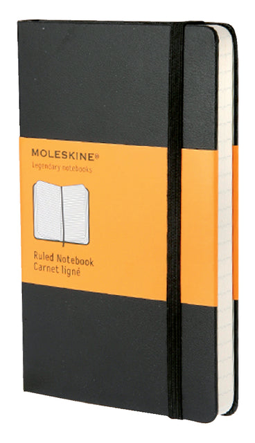 Moleskine - Notebook, ft 9 x 14 cm, doublé, couverture dure, 192 pages, noir