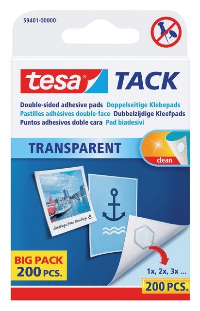 TESA - Kleefpads à double face Tack Transparent 200 pièces | 15 pièces