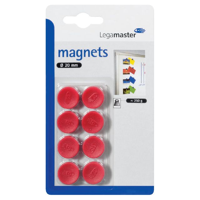 Legamaster - aimant 20mm 250gr rouge 8 pièces | 10 pièces