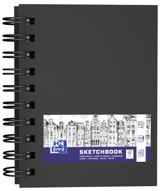 Oxford - Sketchbook, 80 feuilles, 100 g / m², ft A6, noir