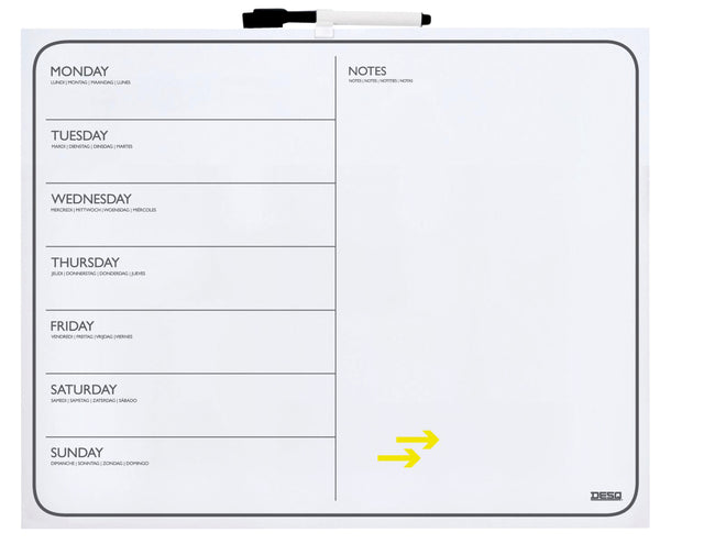 Desq - magnetisch memoboard en weekplanner, ft 40 x 50 cm